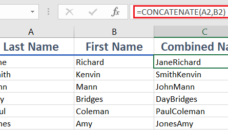 CONCATENATE 1 445x254 - How to use the Excel CONCATENATE function