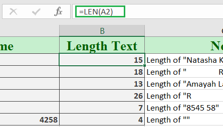 Excel LEN Function 445x255 - How to use the Excel LEN function