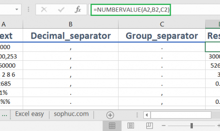 Excel NUMBERVALUE function 445x265 - How to use the Excel NUMBERVALUE function