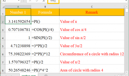 Excel PI function 445x265 - How to use the Excel PI function
