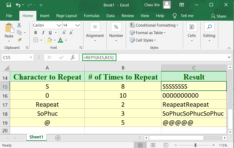 excel rept function - How to use the Excel REPT function
