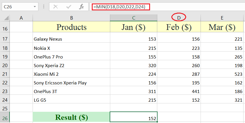 min function excel - How to use min function in excel