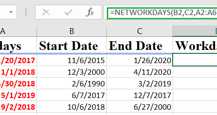 networkdays excel 2 445x237 - How to use the Excel NETWORKDAYS function