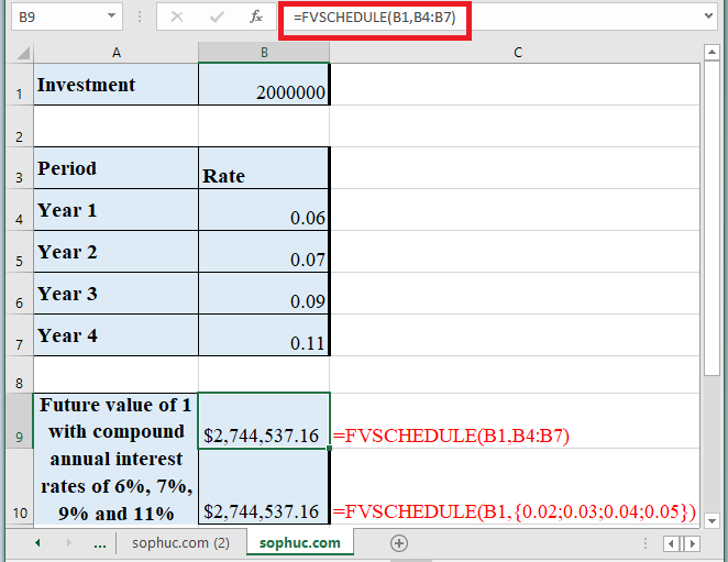 FVSCHEDULE Function in Excel - How to use FVSCHEDULE Function in Excel
