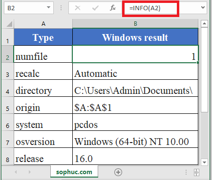 INFO Function in Excel - How to use INFO Function in Excel