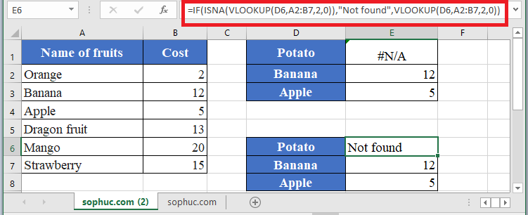 ISNA Function in Excel 3 - How to use ISNA Function in Excel