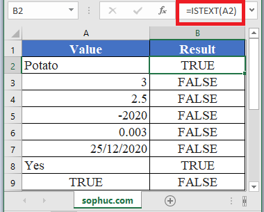 How to use ISTEXT Function in Excel